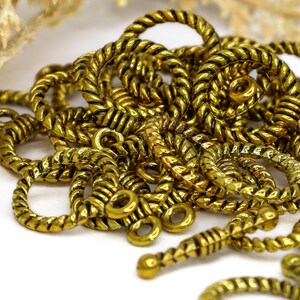 Gold Toggle Clasps, 19mm Ring and 20mm T-Bar Jewelry Closures for Necklaces and Bracelets, Lead Cadmium Free Alloy, Qty: 12 Sets image 3