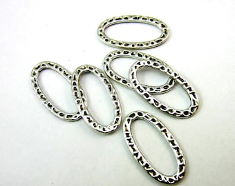 Antyczne srebrne ogniwa do biżuterii, owalne łączniki do naszyjnika, dwustronne, antyczne srebro, metalowe, 23 mm x 13 mm, łączenie, ilość 24