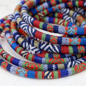 Mixed Color Patterned Cotton Cord - Textile Wrap Cord - 6mm Cord - Qty 1 Yard