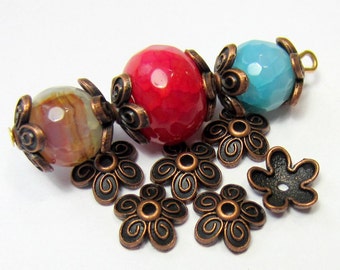 36 Flower bead caps antique copper ethnic jewelry spacer beads jewelry making supplies