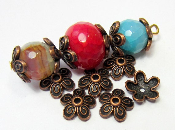 36 Flower Bead Caps Antique Copper Ethnic Jewelry Spacer Beads Jewelry Making Supplies Etsy