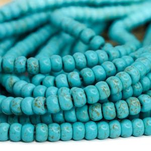 Turquoise beads 6mm x 4mm howlite gemstone rondelles turquoise howlite beads DIY bead supply 16&quot; strand
