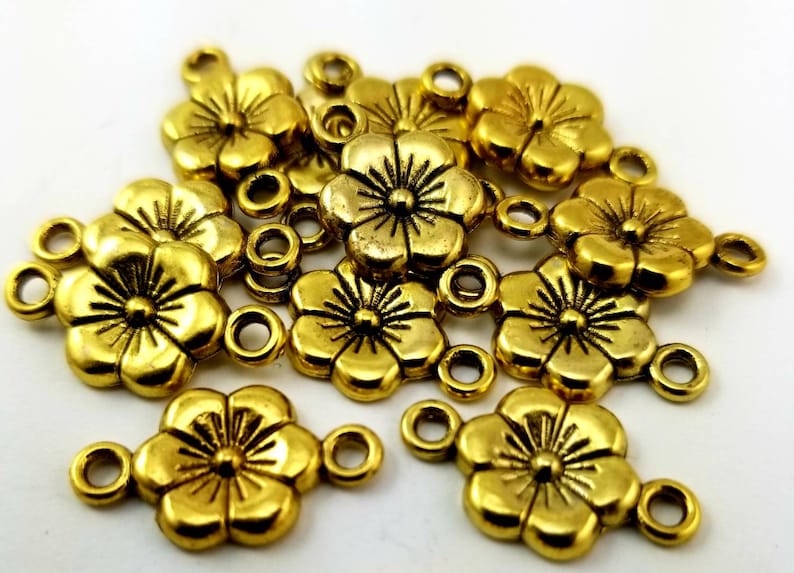 Flower Jewelry Connectors 8 Gold metal 28 x10 x2mm SR8B37 Etsy