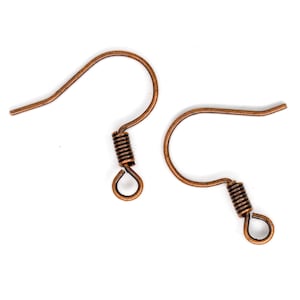 Red Copper Earring Hooks – Nickel-Free Iron Ear Wires with Horizontal Loop, 15x15mm, 0.8mm Pin, Jewelry Findings, 40/60/100 pcs
