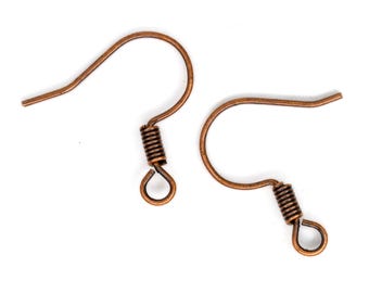 Red Copper Earring Hooks – Nickel-Free Iron Ear Wires with Horizontal Loop, 15x15mm, 0.8mm Pin, Jewelry Findings, 40/60/100 pcs