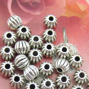 Silver beads melon spacers links 6mm antique silver beads jewelry making beading supplies Qty 30