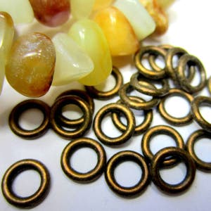 24 Circle connector rings antique bronze jewelry links 8mm 5mm hole jewelry making metal findings