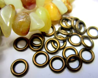 24 Circle connector rings antique bronze jewelry links 8mm 5mm hole jewelry making metal findings