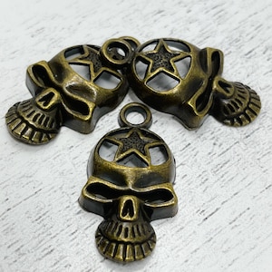 Charm Pendants Skull Halloween Antique Bronze Star Pattern Carved