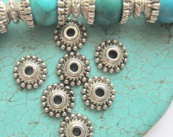 Antike Silber Perlenkappen Großes Loch Spacer Caps Tribal Sunburst Boho Schmuck machen Armband Halskette Zubehör