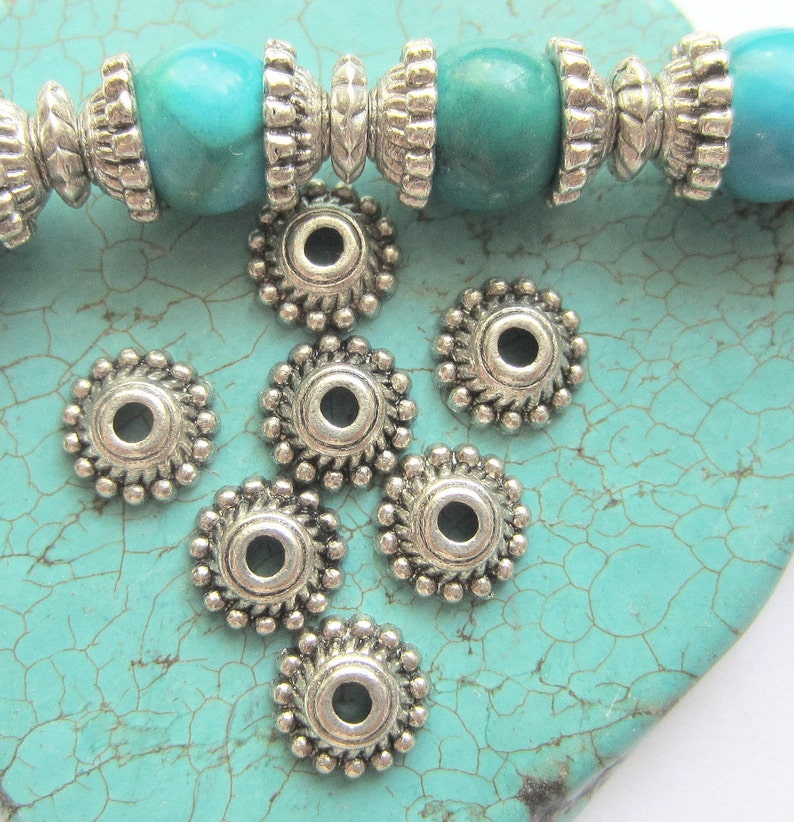 30 Antique silver Bead caps jewelry making supplies 8mm bead Etsy