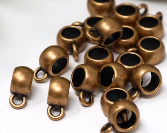 24 Copper Rondelle Bails, Copper Tube Bails, Metal Loop Bead Bails, Copper Jewelry Supplies