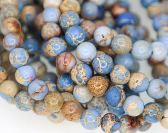 Cornflower Blue Imperial Jasper Bead Strand, Round Gemstone Beads, Natural Stone Jewelry Supplies