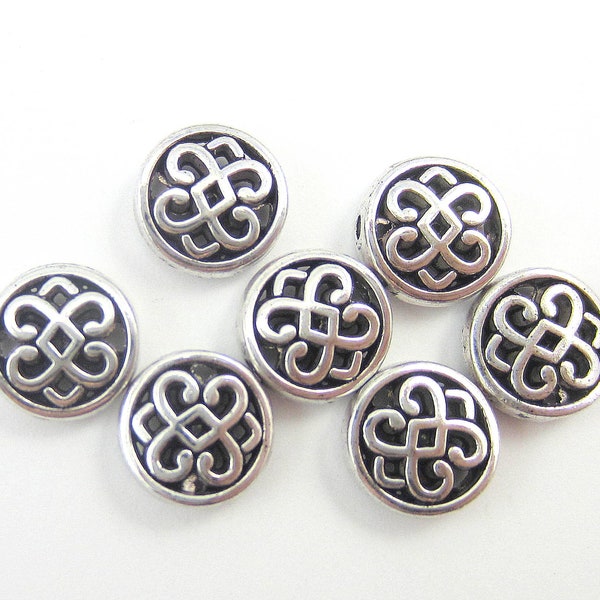 24 antique silver beads celtic design metal beads black enamel 10.5 x 11