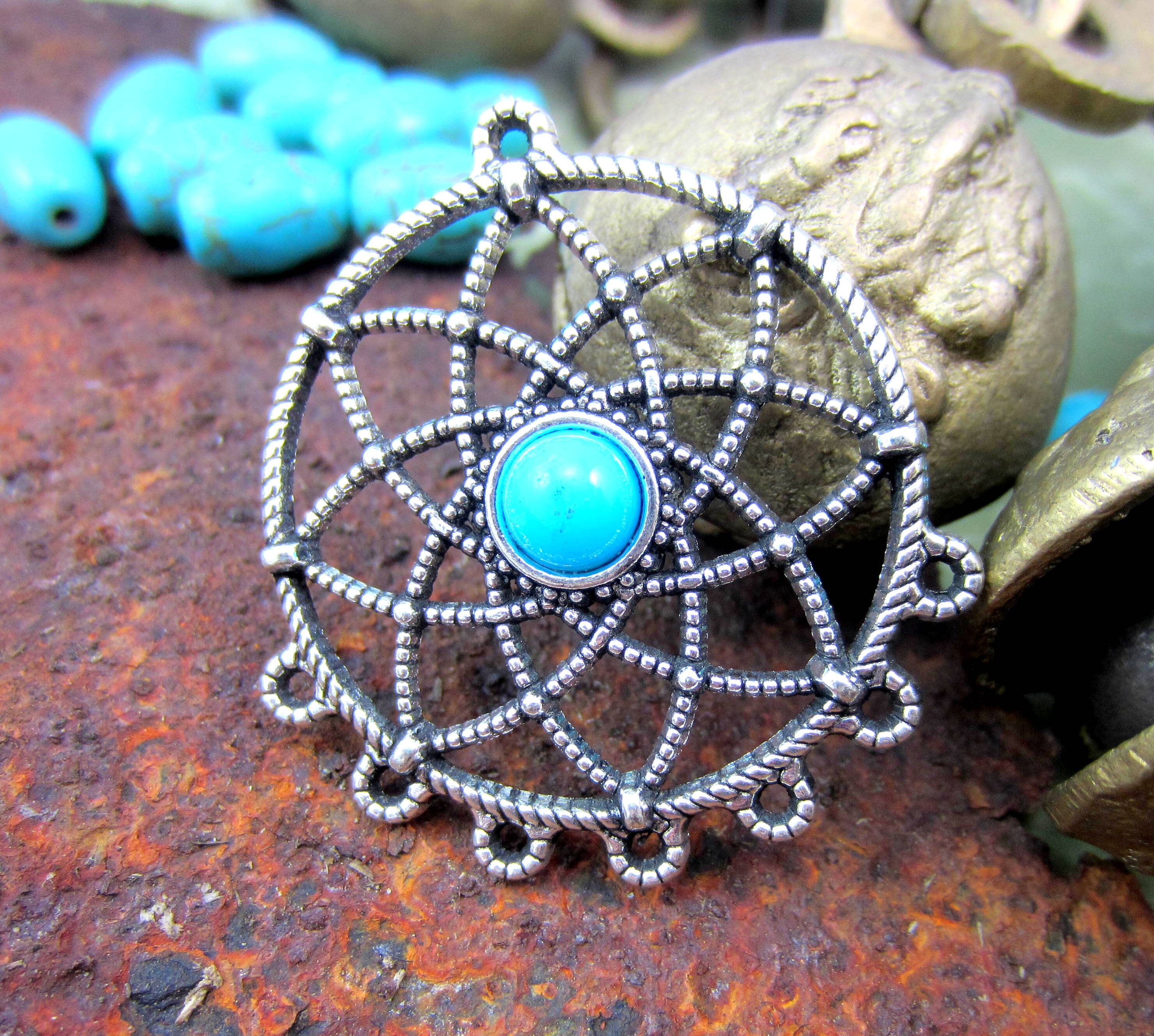 4 Silver Dream catcher pendants native American jewelry
