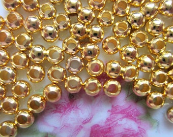 Gold spacer beads Electroplate Glass Seed Beads, Round Hole Rocailles, Golden Plated, 3.5~5.5x2.5~6.8mm, Hole: 1mm, 50g