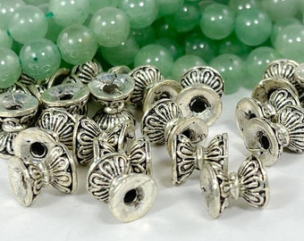 18 pc Metal beads Antique Silver Hourglass spacers beads 7.5mm x 7.25mm