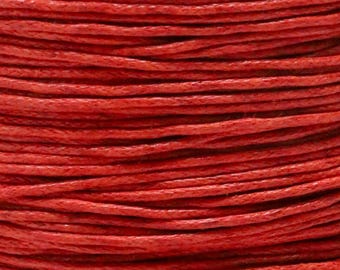 Dark Red Waxed Cotton Cord, 1mm Jewelry Stringing Cord, Macrame Braiding Thread, Boho Beading Cord Supply, Qty: 5, 15 or 25 Yards