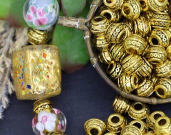 Antique gold beads  metal  spacer jewelry supply 9mm x 7mm Qty 30