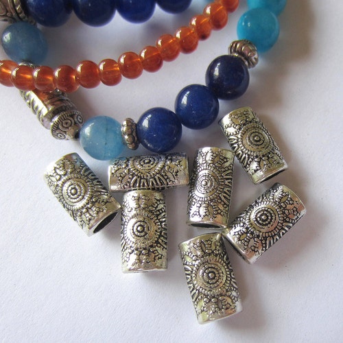 16 Antique Silver Beads Jewelry Findings Leather Bracelet Etsy