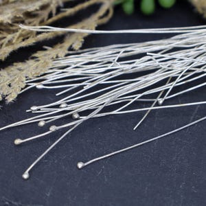 Antique Silver Head Pins, Jewelry Making Essentials, DIY Jewelry Findings, Wire Pins for Beading, Charm & Pendant Assembly, 22ga, Qty 50