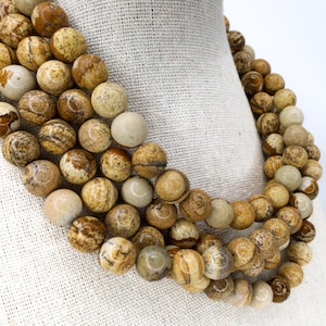 Picture jasper beads 10mm gemstone jewelry supplies strand 36 beads natural brown beads