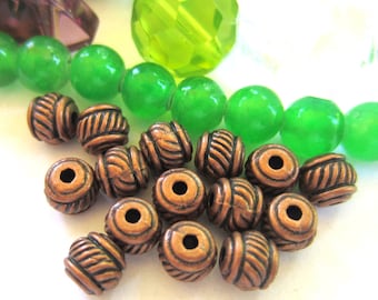 Rustic Copper Patina Spacer Beads, 6x4mm Rondelle, 2mm Hole, Metal Beads, Jewelry Supplies