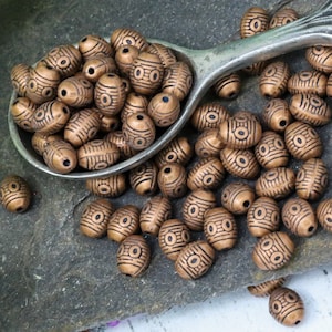 24 Red Copper Grooved Spacer Bead, Copper Oval Bead, Metal Spacer Beads, Copper Jewelry Supplies