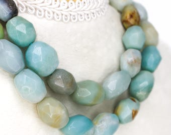 Amazonite Faceted Nugget Beads, Large Gemstone Beads, 15–18mm Drum Beads, Focal Beads, Jewelry Making Supplies