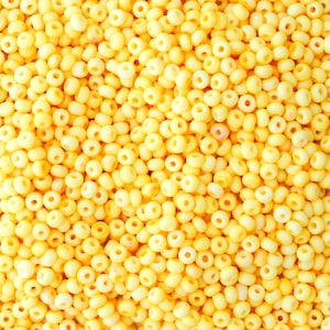 8/0 Opaque Yellow Glass Seed Beads - Qty 50g, Pastel Yellow Seed Beads, Frosted Spacer Beads, Small Beads DIY Jewelry, Beading Supplies