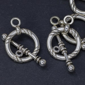 Antique Silver Silver Toggle Necklace Closure - Silver Toggle Clasp Set- Loop Clasp - Ring T-Bar - Necklace Clasp Findings - Qty 6 Sets