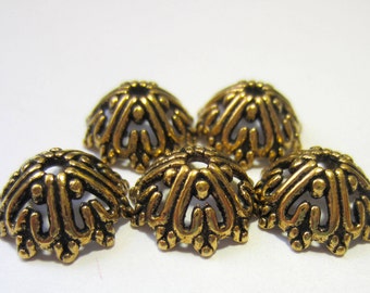 20 capuchons de perles en filigrane d'or antique, 13 x 5 mm, bijoux à bricoler soi-même, fournitures d'artisanat