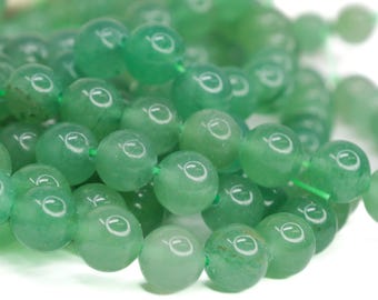 Natural Green Aventurine Beads, 8mm Polished Gemstone Round Beads with Mica Inclusions for Jewelry Making, Qty: 2 Strands