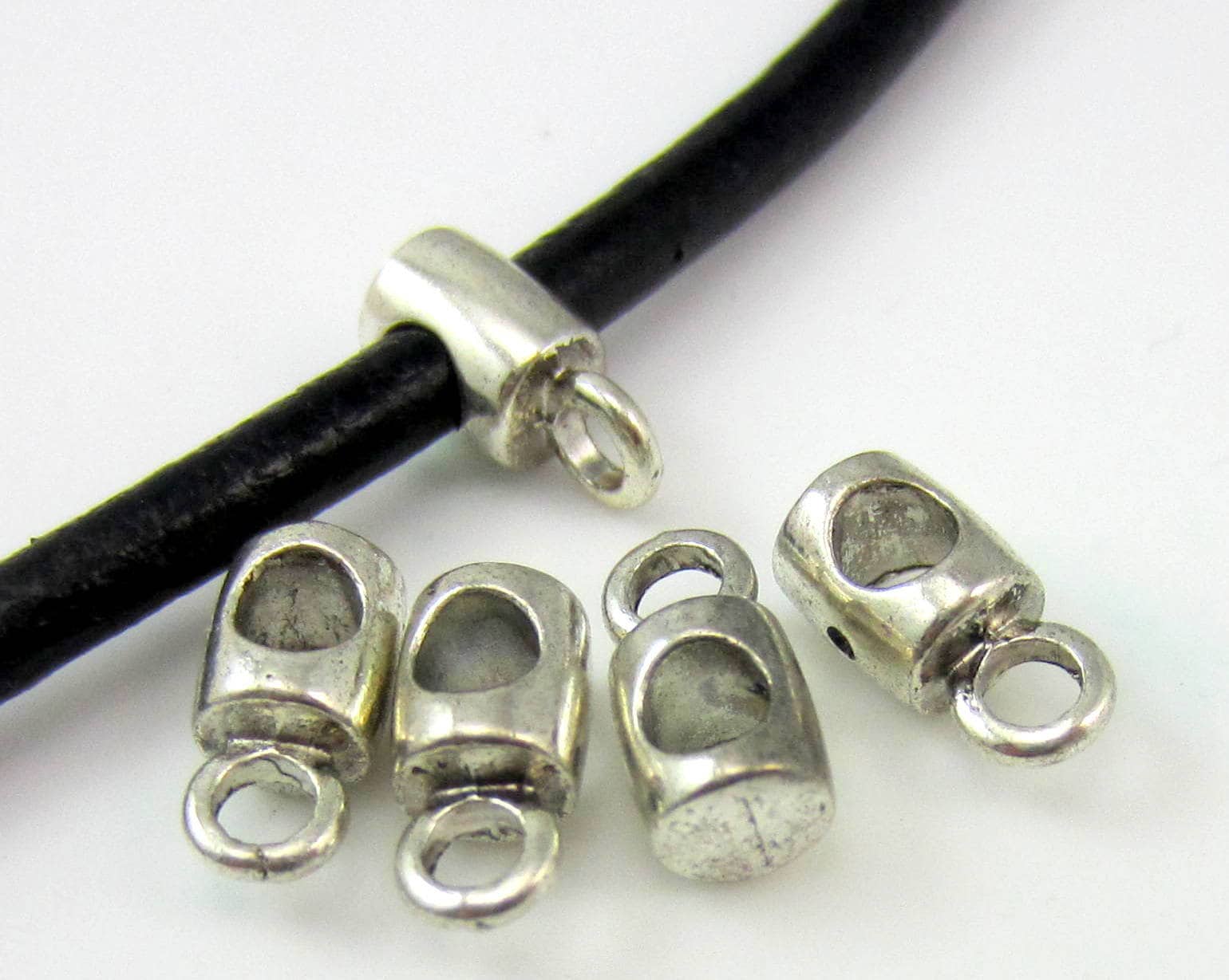 24 Tube Bead hangers jewelry making supply antique silver Etsy