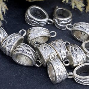 30 Charm hangers antique silver jewelry  making supplies pendant hangers large hole beads