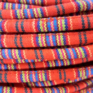 1 Yard Ethnic cord cotton covered cording textile wrap cord red orange pattern textile 6mm