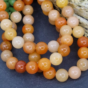 48 Red Aventurine beads round peach gemstones 8mm