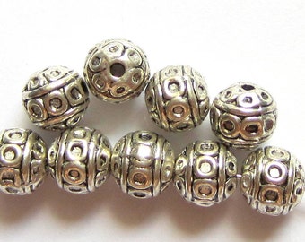 30 Antique silver beads spacers  lead nickel safe 8mm