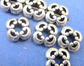 Antique silver beads 10mm x 1mm flat square connector beads Qty 24
