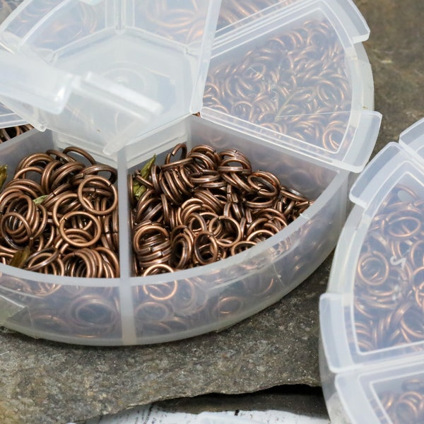 Red Copper Container of Assorted Jump Rings, Open Jump Rings 1600pcs/box
