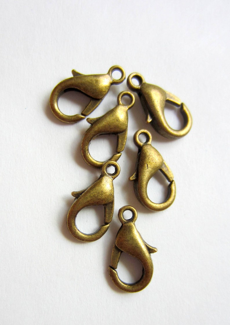 30 lobster claw clasp antique bronze jewelry closure craft supplies 6mm 12mm image 1