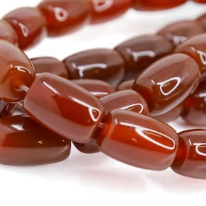 Natural Carnelian Beads, Barrel Gemstone Strand, Dyed & Heated, Energy and Creativity Stone, Boho Jewelry, Healing Chakra Beads - Qty 12