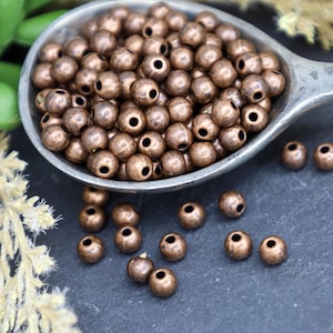 Round Red Copper Spacer Beads - Copper Metal Space Beads - DIY Jewelry - Copper Findings - 4mm - Qty 30