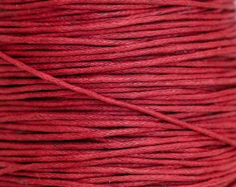 Dunkelrote gewachste Baumwollschnur, Perlenschnur, Makramee Schnur, Schmuck Bastel Zubehör, 1 mm Schnur - 5, 15 oder 25 Meter