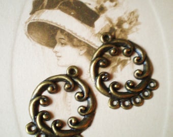 Bronze Earring hoop jewelry supplies earring chandeliers antique bronze metal 25mm 30mm Qty 6