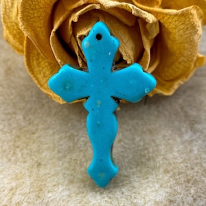 2 Turquoise cross pendants jewelry charms red howlite stone cross gemstone pendants 44mm x 29mm