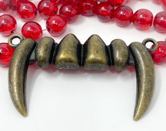Halloween Vampire Teeth Pendant, Unisex Jewelry, Men Necklace, Women Necklace, Qty 2