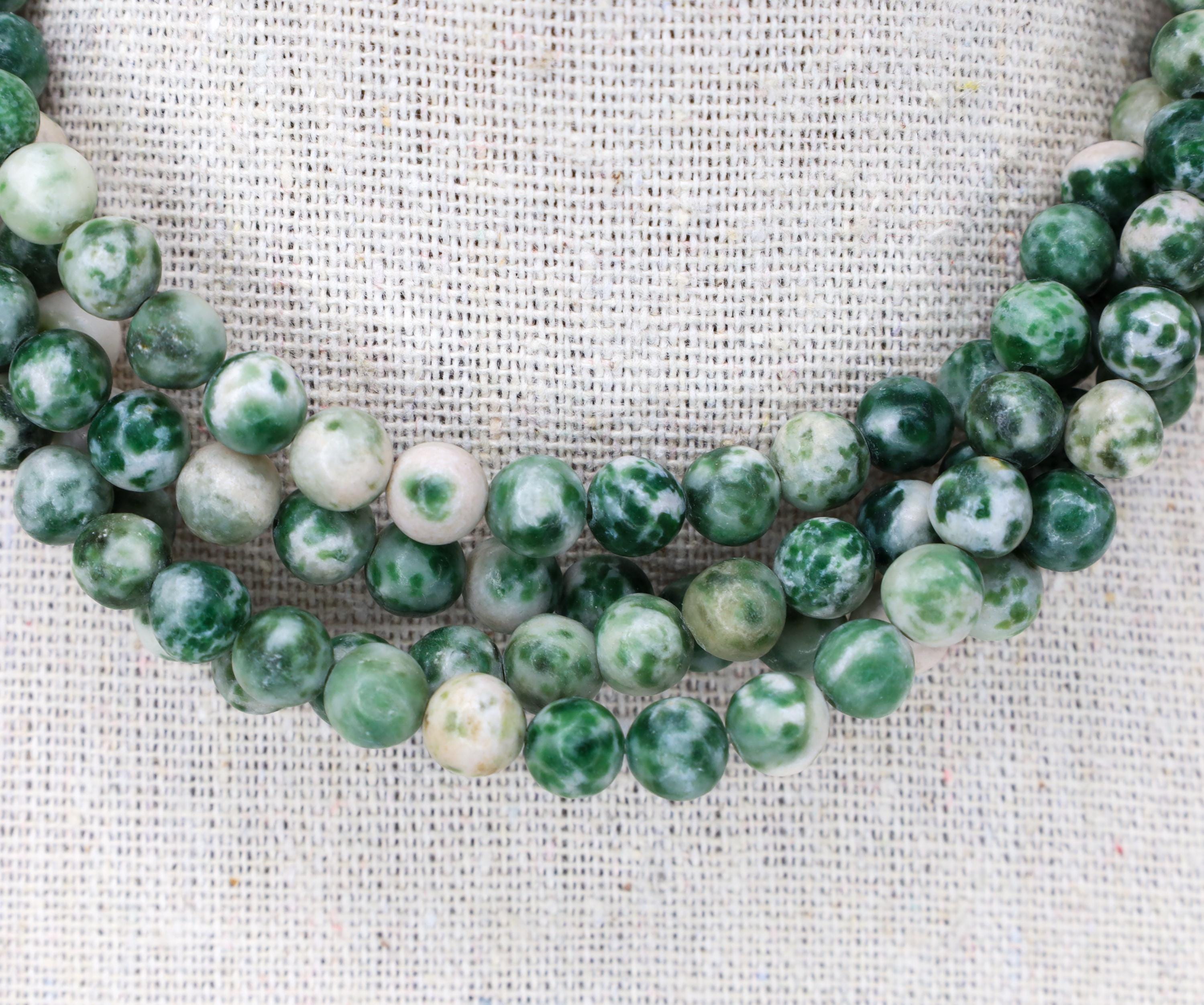Collana Lunga In Giada Naturale Verde 22 Pollici - Perline Tonde 10mm
