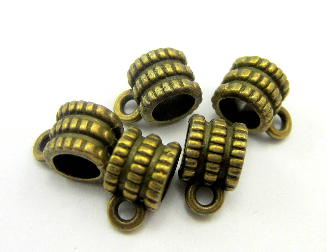 24 Bronze Charm Hangers Large Hole Bead Pendant Hangers Bead Etsy
