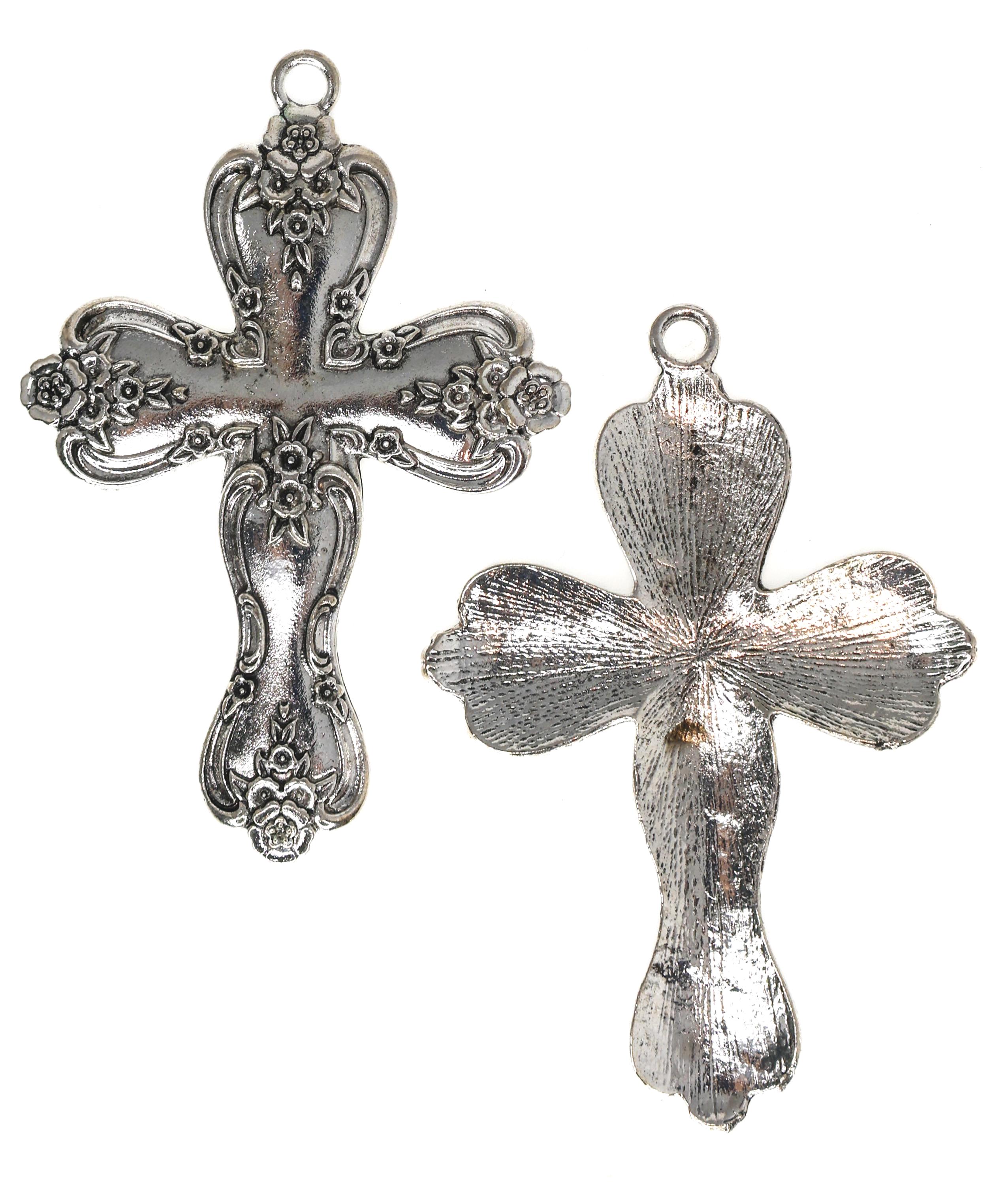 Spoon Style Cross Pendant, Vintage Inspired Cross Charm, Antique Silver ...